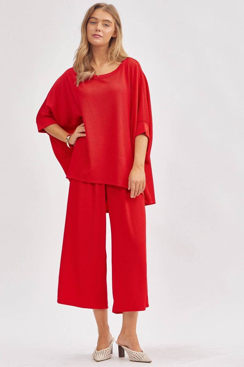 Solid Blouse + Wide Leg Set TRVSET-BALI