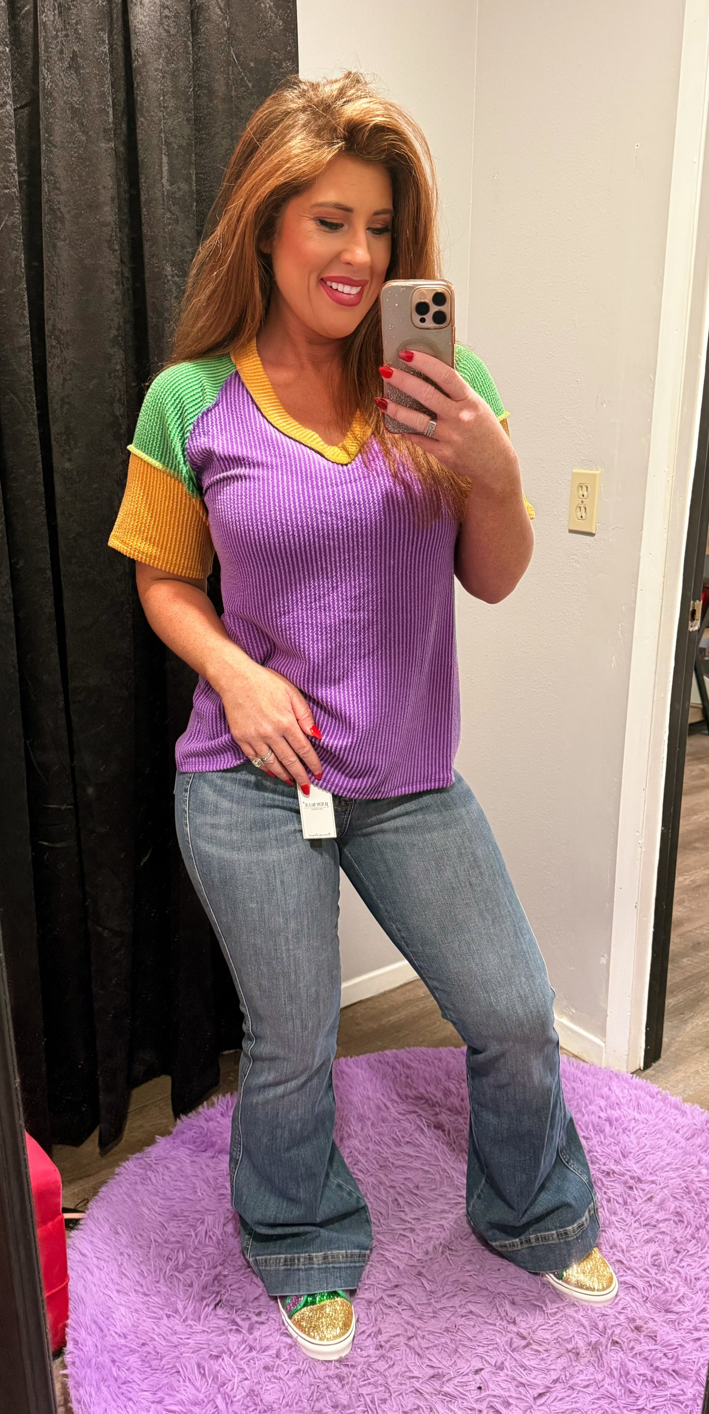 Zenana three tone Mardi Gras Top