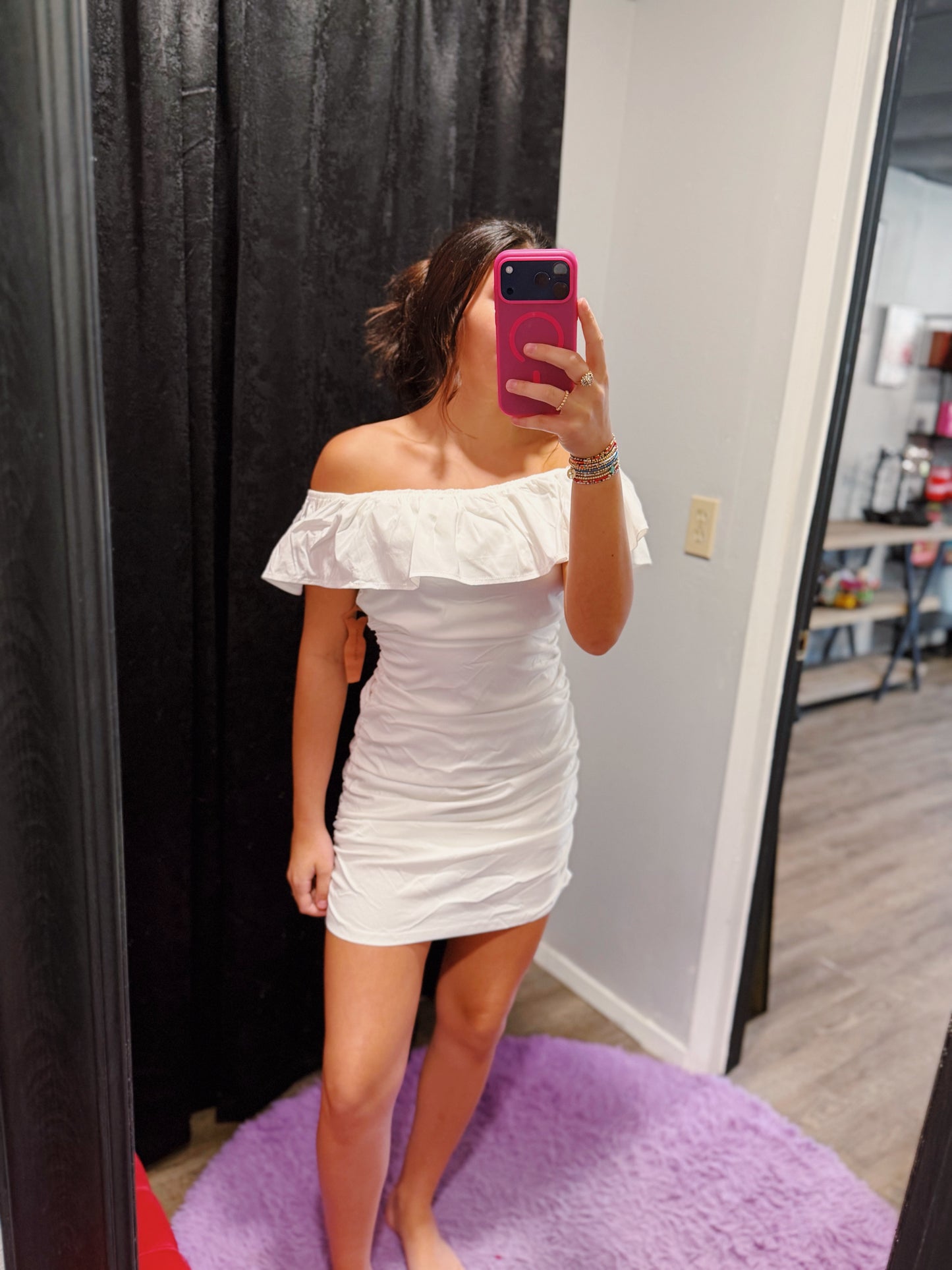 Scrunch White Dress