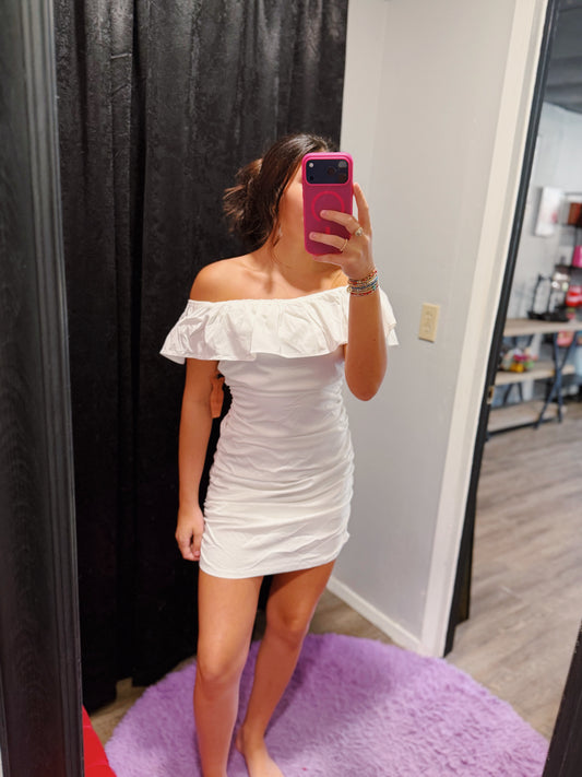 Scrunch White Dress