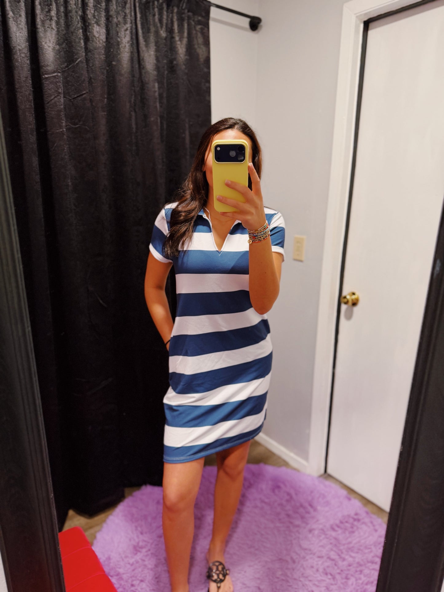 Navy & White Stripe Dress
