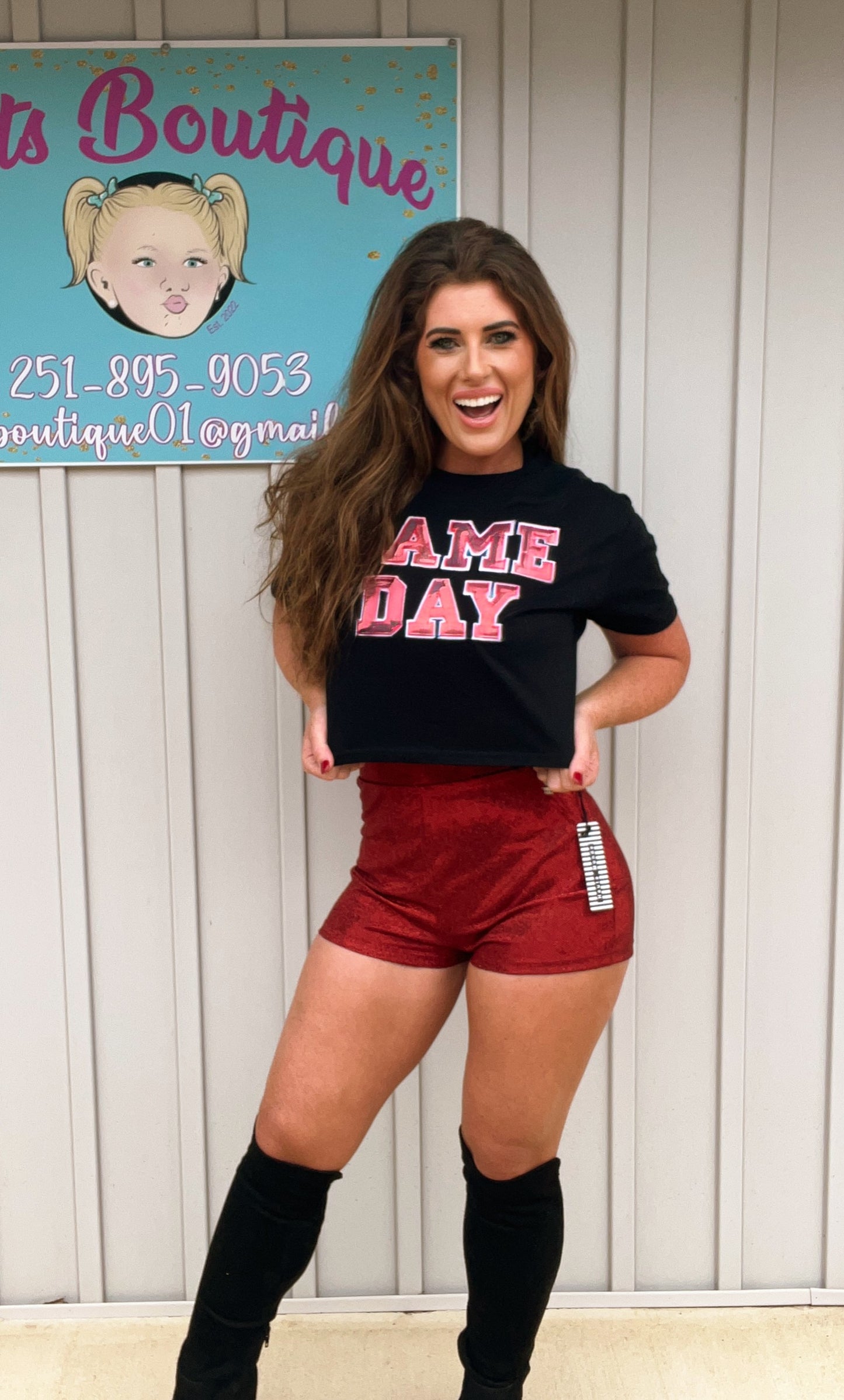 “Game Day” sequin crop top